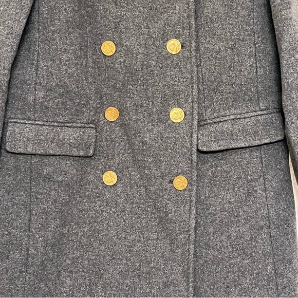 J. Crew Women's Charcoal Pea Coat with Gold Buttons - Picture 2 of 9